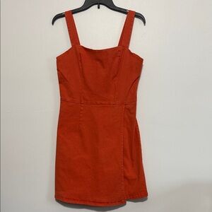 Copper Key Vibrant Orange Denim Mini Dress